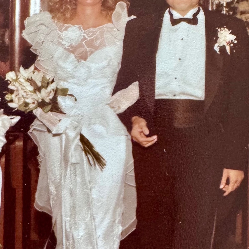 1985 Vintage Wedding Dress | Romantic Ruffles &  Floral Appliqué